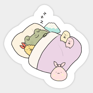 Sleepy frog with friends Sticker